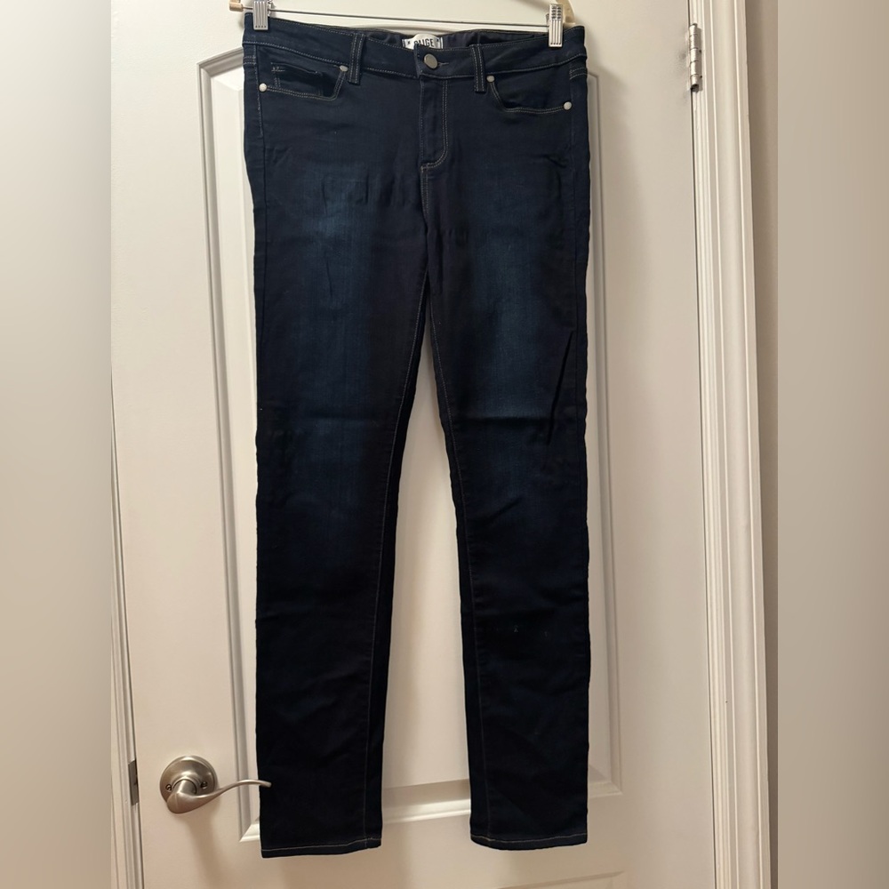 Paige Skyline Skinny Dark Wash Blue Mid Rise Jeans Size 31 - NWOT but slight rip